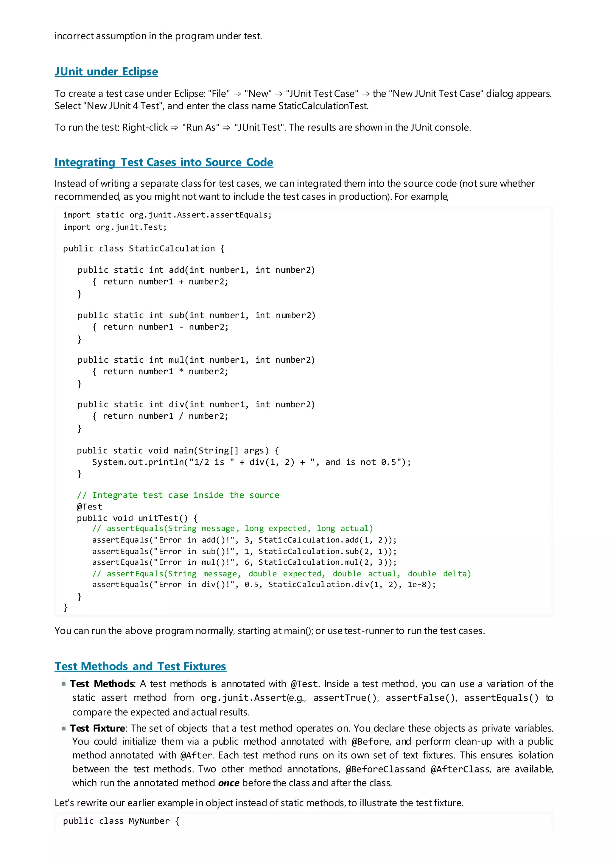 Junit With Eclipse | DOCX