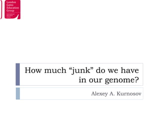 How much “junk” do we have
in our genome?
Alexey A. Kurnosov
 