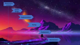Requirement
analysis
System
design
Implementation
Testing
Deployment
Maintenance
Model waterfall
 