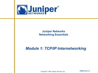Juniper Networks 
Networking Essentials 
Module 1: TCP/IP Internetworking 
Copyright © 2003, Juniper Networks, Inc. IJNR-6.b.6.1.2 
 