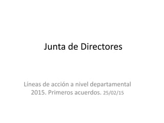 Junta de Directores
Líneas de acción a nivel departamental
2015. Primeros acuerdos. 25/02/15
 