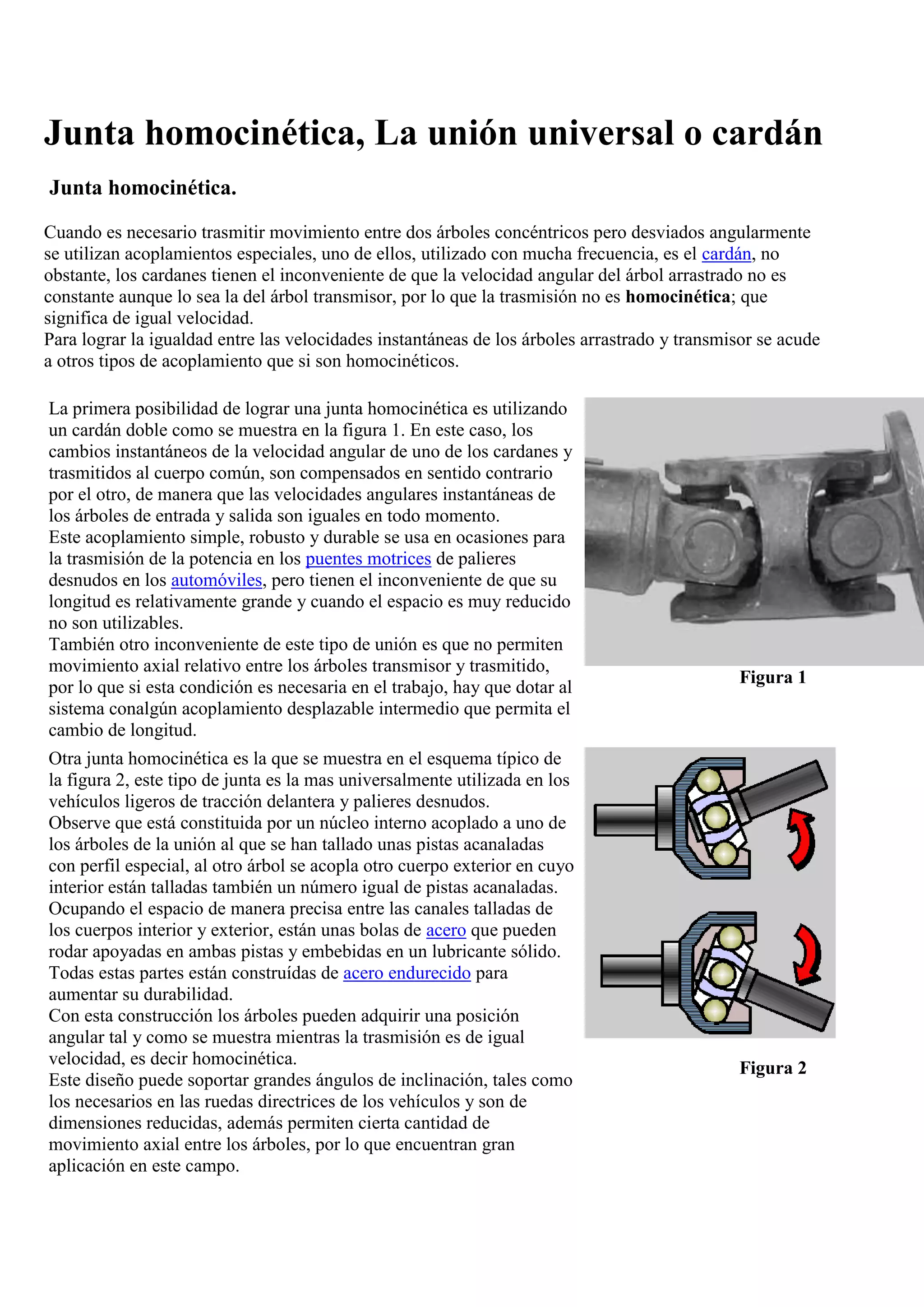 Junta homocinética, cardan | DOCX