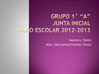 Asesora y Tutora
Mtra. Sara Lorena Fuentes Tinoco
 