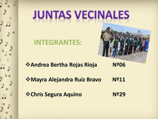 Andrea Bertha Rojas Rioja Nº06
Mayra Alejandra Ruiz Bravo Nº11
Chris Segura Aquino Nº29
INTEGRANTES:
 