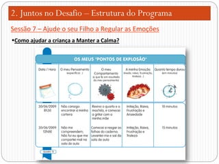 2. Juntos no Desafio – Estrutura do Programa
Sessão 7 – Ajude o seu Filho a Regular as Emoções
Como ajudar a criança a Manter a Calma?

 