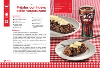 34 35
Licua los frijoles con el caldo, sal y pimienta al gusto.
En una sartén pon una cucharada de aceite, dora la cebolla y el ajo
hasta que cambien de color; luego incorpora el tocino y los trocitos
de chile. Añade los frijoles licuados. Revuelve bien y cocina durante
5 o 6 minutos o hasta que la mezcla se reseque ligeramente.
Parte los huevos, colócalos en un recipiente, y bátelos durante unos
cuantos segundos.
En una sartén con el aceite sobrante, cocina ligeramente los huevos,
revolviendo para que no se peguen.
Incorpora la pasta de frijoles a la sartén de los huevos. Revuelve
perfectamente para integrar los ingredientes y cocina durante unos
minutos más, hasta que los huevos terminen de cocerse y la mezcla
se reseque de tal manera que pueda moldearse en forma de bolillo.
Al servir, decora con las rebanadas de queso panela.
w 3 tazas de frijoles cocidos
w ½ taza de caldo de frijoles
w Sal y pimienta
w 2 cdas. de aceite vegetal
w 2 cdas. de cebolla,
finamente picada
w ½ diente de ajo
w 3 rebanadas de tocino,
cortado en trozos
w 2 chiles de árbol,
cortados en trocitos
w 4 huevos frescos
w 100 g de queso panela,
cortado en rebanadas
delgadas
Frijoles con huevo
estilo veracruzano
INGREDIENTES
PREPARACIÓN
preparación
15 min
porciones
4
cocción
20 min
Información nutrimental por porción
CALORÍAS* •	 397
carbohidratos* • 	 39 g
PROTEÍNAS* • 	 22 g
GRASAS* • 	 17 g
*Los valores son aproximados.
 