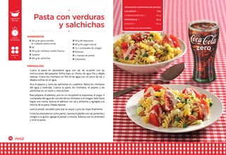 78 79
Cuece la pasta en abundante agua con sal, de acuerdo con las
instrucciones del paquete. Enfría bajo un chorro de agua fría y déjala
reposar. Cuece los chícharos en 150 ml de agua con un poco de sal, y
déjalos enfriar en el agua.
Pica el pepino y corta las salchichas en cuadritos. Retira los chícharos
del agua y resérvala. Coloca la pasta, los chícharos, el pepino y las
salchichas en un tazón y mezcla bien.
Para preparar el aderezo, pon en un recipiente la mayonesa, el yogur, 4
cucharadas del agua de cocción de los chícharos y el vinagre; bate hasta
lograr una crema. Sazona el aderezo con sal y pimienta, y agrégalo a la
mezcla de la pasta. Déjala reposar.
Lava el perejil, sacúdelo para que se seque y pica las hojas finamente.
Corta los jitomates en ocho partes. Sazona el platillo con sal, pimienta y
vinagre a tu gusto; agrega el perejil, y mezcla. Adorna con los jitomates
y sirve la pasta.
w 300 g de pasta tornillo
(o cualquier pasta corta)
w Sal
w 250 g de chícharos verdes frescos
w 1 pepino
w 300 g de salchichas
Pasta con verduras
y salchichas
INGREDIENTES
PREPARACIÓN
w 150 g de mayonesa
w 100 g de yogur natural
w 2 a 3 cucharadas de vinagre
w Pimienta
w ½ manojo de perejil
w 3 jitomates
preparación
25 min
porciones
4
cocción
30-50 min
Información nutrimental por porción
calorías* • 	 730
CARBOHIDRATOS* • 	 65 g
proteínaS* • 	 25 g
grasaS* • 	 40 g
*Los valores son aproximados.
 