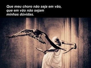 Que meu choro não seja em vão, que em vão não sejam minhas dúvidas. 