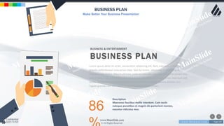 w w w . D o m a i n . c o m Page 147
www.MainSlide.com
© All Rights Reserved.
Confidential
BUSINESS PLAN
Make Better Your Business Presentation
BUSINESS & ENTERTAIMENT
BUSINESS PLAN
Lorem ipsum dolor sit amet, consectetur adipiscing elit. Nam viverra euismod odio,
gravida pellentesque urna varius vitae. Sed dui lorem, adipiscing in adipiscing et,
interdum nec metus. Mauris ultricies, justo eu convallis placerat, felis enim ornare nisi,
vitae mattis nulla ante id dui. Ut lectus purus, commodo et tincidunt vel, interdum sed
lectus. Vestibulum adipiscing tempor nisi id elementu sadips ipsums dolores uns
fugiats gravida nam elit vols nulla dolores amet untras sitsers.
86
Description
Maecenas faucibus mollis interdum. Cum sociis
natoque penatibus et magnis dis parturient montes,
nascetur ridiculus mus.
 