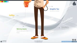 w w w . D o m a i n . c o m Page 190
www.MainSlide.com
© All Rights Reserved.
Confidential
Coffee. addict
Graphic Tee
Most likely from threadless
Sneakers.
From over functionSkinny Jeans
They feel naked without them,
literally
 