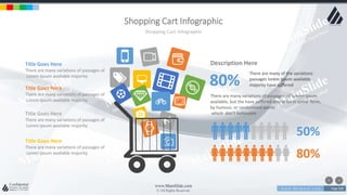 w w w . D o m a i n . c o m Page 208
www.MainSlide.com
© All Rights Reserved.
Confidential
Shopping Cart Infographic
Shopping Cart Infographic
80%
50%
There are many of the variations
passages lorem ipsum available
majority have suffered
Description Here
80%
There are many variations of passages of Lorem Ipsum
available, but the have suffered alteration in some form,
by humour, or randomized words
which don't believable
Title Goes Here
There are many variations of passages of
Lorem Ipsum available majority
Title Goes Here
There are many variations of passages of
Lorem Ipsum available majority
Title Goes Here
There are many variations of passages of
Lorem Ipsum available majority
Title Goes Here
There are many variations of passages of
Lorem Ipsum available majority
 