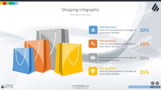 w w w . D o m a i n . c o m Page 210
www.MainSlide.com
© All Rights Reserved.
Confidential
Shopping Infographic
Shopping Infographic
Title Goes Here
There are many variations of passages of
Lorem Ipsum available .
Title Goes Here
There are many variations of passages of
Lorem Ipsum available.
Title Goes Here
There are many variations of passages of
Lorem Ipsum available
Title Goes Here
There are many variations of passages of
Lorem Ipsum available
20%
25%
15%
40%
 