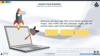 w w w . D o m a i n . c o m Page 232
www.MainSlide.com
© All Rights Reserved.
Confidential
LAUNCH YOUR BUSINESS
Make Better Your Business Presentation
Maecenas sed diam eget 70% varius blandit sit amet non
magna. Duis mollis, est non commodo luctus, nisi erat
porttitor ligula, eget lacinia odio sem nec elit.
Lorem ipsum dolor sit amet, consectetur adipiscing elit. Nam viverra
euismod odio, gravida pellentesque urna varius vitae. Sed dui lorem,
adipiscing in adipiscing et, interdum nec metus
 