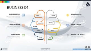 w w w . D o m a i n . c o m Page 29
www.MainSlide.com
© All Rights Reserved.
Confidential
BUSINESS 04
MIND
THINK
CREATIVE
BRAIN
IDEA
CODE
STORM
VISUAL
LINK
Plum gummi bears. Apple
pie yummy cake with candy
BRAIN NUKLEUS
Sugar gummi bears. Apple
pie yummy cake with candy
VISUAL CORTEX
Sugar plum gummi bears.
pie yummy cake with candy
AROUND THE WORLD
Sugar plum bears. Apple pie
yummy cake with candy
BUSINESS BRAIN
Sugar gummi bears. Apple
pie yummy cake with candy
BRAIN STORAGE
Sugar plum gummi bears.
pie yummy cake with candy
TICKET BRAIN
 