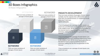 w w w . D o m a i n . c o m Page 60
www.MainSlide.com
© All Rights Reserved.
Confidential
3D Boxes Infographics
3D Boxes Infographics
KEYWORD
There are many variations of
passages of lorem ipsum
KEYWORD
There are many variations of
passages of lorem ipsum
KEYWORD
There are many variations of
passages of lorem ipsum
KEYWORD
There are many variations of
passages of lorem ipsum
PROJECTS DEVELOPMENT
There are many variations of passages of Lorem Ipsum
available, but the majority have suffered alteration in
some form, by injected humour, or randomized words
which don't look even
slightly believable
If you are going to use a passage of Lorem Ipsum, you
need to be sure there isn't anything embarrassing hidden
in the middle of text. All the Lorem Ipsum generators on
the Internet tend to repeat predefined chunks as
necessary, making this the first true generator on the
Internet.
If you are going to use a passage of Lorem Ipsum, you
need to be sure there isn't anything embarrassing hidden
in the middle of text. All the Lorem Ipsum generators on
the Internet tend to repeat predefined chunks as
necessary, making this the first true generator on the
Internet.
If you are going to use a passage of Lorem Ipsum, you
need to be sure.
 