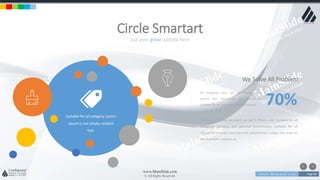 w w w . D o m a i n . c o m Page 88
www.MainSlide.com
© All Rights Reserved.
Confidential
put your great subtitle here
Circle Smartart
Suitable for all category, Lorem
Ipsum is not simply random
text.
For every 6 emails received, we get 3 Phone calls. Suitable for all
categories business and personal presentation, Suitable for all
categories business and personal presentation, eaque ipsa quae ab
illo inventore scsacsaa zx
We Solve All Problem
Of shopping carts are abandoned right
before the transaction its completed.
Suitable for all categories sdadsadsadsad 70%
 