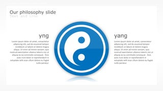 w w w . D o m a i n . c o m Page 93
www.MainSlide.com
© All Rights Reserved.
Confidential
THE COMPANY PRESENTATION TEMPLATE NAME
Our philosophy slide
Text and icon
Lorem ipsum dolor sit amet, consectetur
adipiscing elit, sed do eiusmod tempor
incididunt ut labore et dolore magna
aliqua. Ut enim ad minim veniam, quis
nostrud exercitation ullamco laboris nisi ut
aliquip ex ea commodo consequat. Duis
aute irure dolor in reprehenderit in
voluptate velit esse cillum dolore eu fugiat
nulla pariatur.
yng
Lorem ipsum dolor sit amet, consectetur
adipiscing elit, sed do eiusmod tempor
incididunt ut labore et dolore magna
aliqua. Ut enim ad minim veniam, quis
nostrud exercitation ullamco laboris nisi ut
aliquip ex ea commodo consequat. Duis
aute irure dolor in reprehenderit in
voluptate velit esse cillum dolore eu fugiat
nulla pariatur.
yang
 