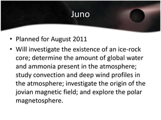 Main ring 20 miles thick and 4,000 miles wideMissions to Jupiter
