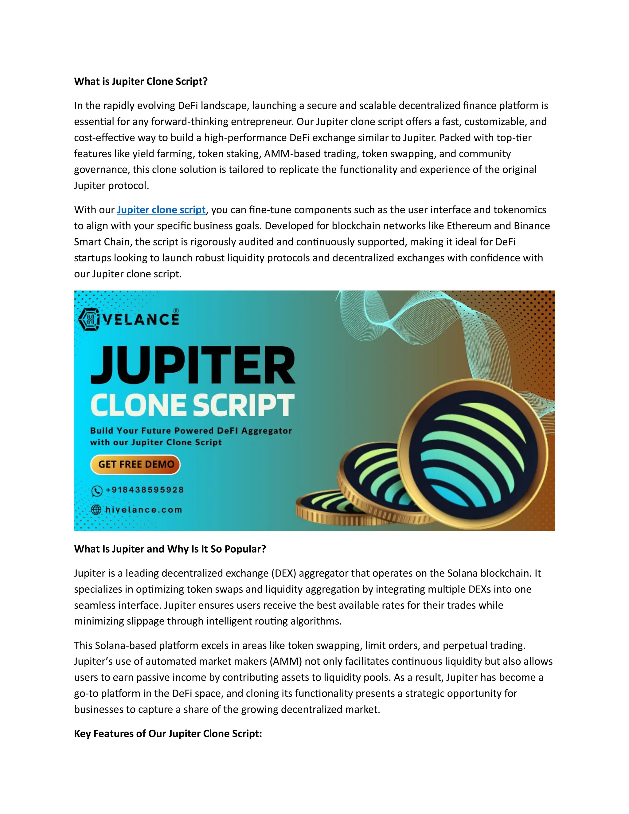 Jupiter Clone Script - Launch a Scalable DEX Aggregator Like Jupiter  Without Starting from Scratch | PDF