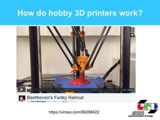 How do hobby 3D printers work?
https://vimeo.com/90298422
 