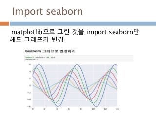 Import seaborn
matplotlib으로 그린 것을 import seaborn만
해도 그래프가 변경
 