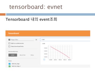 tensorboard: evnet
Tensorboard 내의 event조회
 