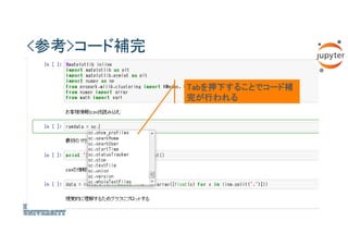 <参考>コード補完
Tabを押下することでコード補
完が行われる
 