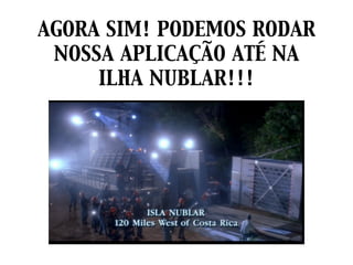 AGORA SIM! PODEMOS RODAR
NOSSA APLICAÇÃO ATÉ NA
ILHA NUBLAR!!!
 