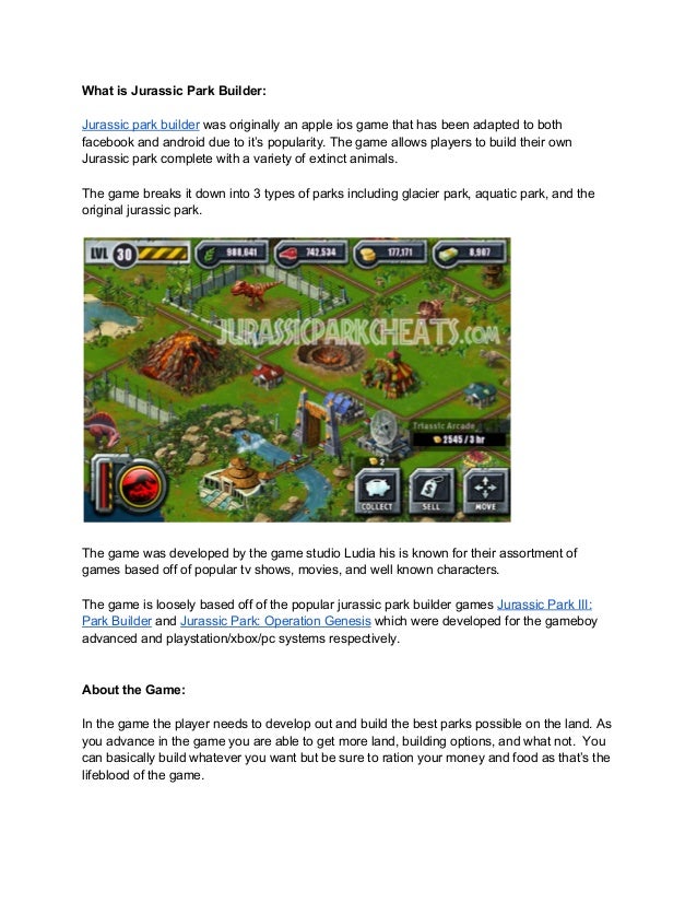 Jurassic Park Builder Cheats 2015