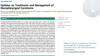Summary of Advances in Treatment and Management of Nasopharyngeal ...