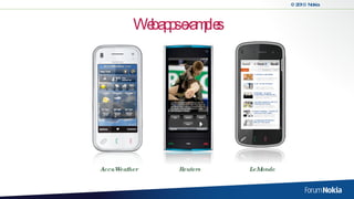 Web apps examples Reuters AccuWeather LeMonde 