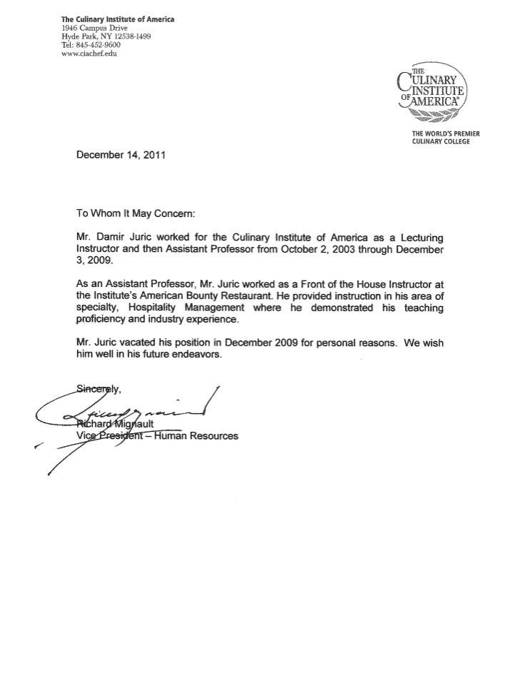 Reference Letter – Damir Juric CHE, Assistant Professor in ...