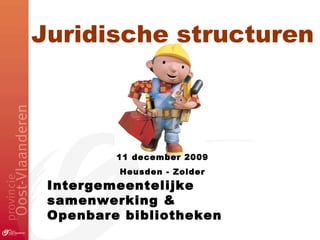 Juridische structuren Intergemeentelijke samenwerking &  Openbare bibliotheken 11 december 2009 Heusden - Zolder 