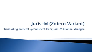 Generating an Excel Spreadsheet from Juris-M Citation Manager
 