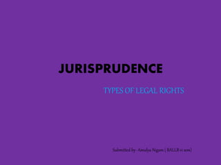 JURISPRUDENCE
TYPES OF LEGAL RIGHTS
Submitted by- Amulya Nigam ( BALLB vi sem)
 