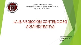 UNIVERSIDAD FERMIN TORO
DECANATO DE CIENCIAS JURÍDICAS Y POLÍTICAS
FACULTAD DE DERECHO
FRANCYS GUÉDEZ
CI: 14.446.004
SAIA B
 
