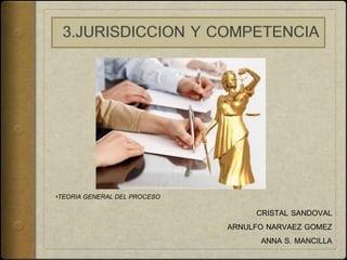 •TEORIA GENERAL DEL PROCESO
CRISTAL SANDOVAL
ARNULFO NARVAEZ GOMEZ
ANNA S. MANCILLA
 