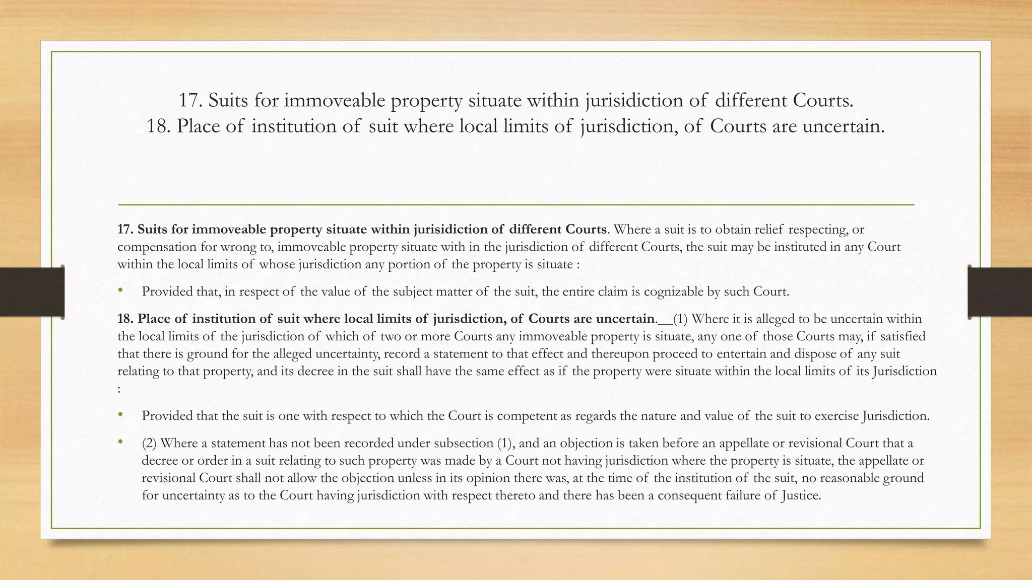 Jurisdiction of courts under cpc 1908 | PPTX