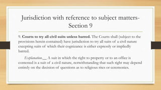 Jurisdiction of courts under cpc 1908