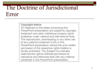 The Doctrine of Jurisdictional Error 