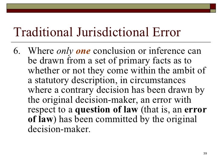 THE DOCTRINE OF JURISDICTIONAL ERROR