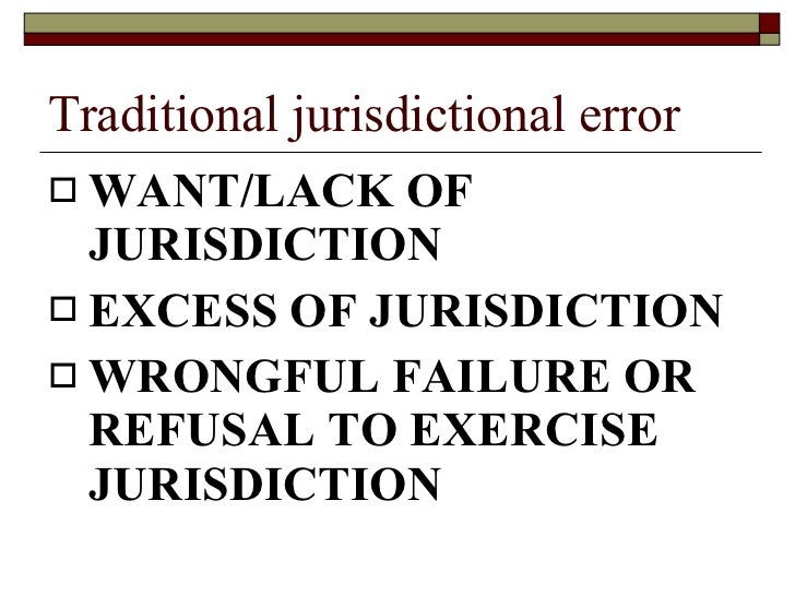 THE DOCTRINE OF JURISDICTIONAL ERROR