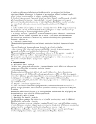 të regjistruar mbi pasurinë e luajtshme që janë kolateralë të moratoriumit, ka të drejtën e
mbrojtjes përkatëse të interesit të tij të siguruar në ato pasuri, me qëllim të ruajtjes së gjendjes
dhe të vlerës së pasurisë, siç ishte në kohën e paraqitjes së kërkesës.
2. Kreditori i siguruar mund t`i paraqesë kërkesë me shkrim Gjykatës për dhënien e një mbrojtjeje
plotësues, në rastet kur pasuria, e cila është objekt i hipotekës së regjistruar ose i pengut të
përsosur ( të plotë) nuk është e mbrojtur në mënyrë përkatëse. Kjo kërkesë mund të bashkohet
me kërkesën për ndërprerjen e moratoriumit të parashikuar në nenin 36 të Ligjit për
Likuidim.
3. Lidhur me këtë kërkesë Gjykata do të marrë vendim jo më vonë se 20 ditë pas paraqitjes së saj.
Në mungesë të kërkesës, moratoriumi do të pushojë për aq kohë sa është e domosdoshme që
kreditori të ushtrojë të drejtat e tij në pasurinë e siguruar.
4. Si mbrojtje përkatëse, Gjykata mund të urdhërojë lehtësitë që kanë të bëjnë me kompensimin
(për shkak të rënies së vlerës së pasurisë) deri në nivelin e kësaj rënieje; me dëmshpërblimet
për humbjet; me përmbushjen e kërkesave nga paratë e realizuara nga shitja, përdorimi ose
tjetërsimi i kolateralit etj.
4.3. Ndërprerja e moratoriumit
Moratoriumi ndërpritet nga Gjykata, me kërkesën me shkrim të kreditorit të siguruar në rastet
kur:
- interesi i kreditorit të siguruar nuk mund të mbrohet në mënyrën përkatëse;
- vlera e pasurisë është më e vogël se shuma e përbashkët e interesit të siguruar, pengjeve ose
pengndaljeve dhe kjo pasuri nuk është e rëndësishme për riorganizim.
Moratoriumi ndërpritet nga Gjykata me vendim, jo më vonë se 20 ditë nga data e paraqitjes së
kërkesës me shkrim nga kreditori i siguruar për ndërprerjen e moratoriumit.
Në mungesë të kërkesës, moratoriumi do të pushojë për aq kohë sa është e domosdoshme që
kreditori t`i ushtrojë të drejtat e tij në pasurinë e siguruar.
747
E drejta ekonomike
4.4 Ndërprerja e afateve kufizuese
Të gjitha afatet kufizuese për ndërmarrjen e veprimeve juridike kundër debitorit, të ndërprera me
moratorium, rifillojnë kur moratoriumi pushon së zbatuari.
4.5. Shërbimet publike
Gjatë procedurës së falimentimit debitorit nuk mund t`i shkurtohet e drejta e furnizimit me
korent, gaz natyror, ujë, shërbime telefonike etj. nga ndërmarrjet publike për shkak të mospagimit
të borxheve të krijuara nga debitori para fillimit të kësaj procedure. Ndërkaq, administratori detyrohet
ta bëjë pagesën për shërbimet e ofruara, pas fillimit të procedurës së falimentimit, duke
depozituar, për këtë qëllim, një shumë të caktuar parash, sipas kërkesës së ndërmarrjes publike, në
një bankë komerciale.
4.6. Trajtimi i kontratave të papërmbushura
Në rastet kur kontratat e lidhura nuk janë përmbushur, administratori mund t`i refuzojë ose t’i
pranojë ato sipas procedurës për refuzimin ose pranimin e kontratave, të përcaktuar me Rregullat
e zbatimit.
Përndryshe, debitori është i detyruar që të bashkëpunojë me administatorin dhe, në përputhje me
kontratën e lidhur me të, t`i ofrojë shërbime profesionale.
5. PARAQITJA E KËRKESAVE
5.1. Regjistrimi dhe llogaritja e kërkesës
Të gjithat kërkesat paraqiten dhe regjistrohen në përputhje me dispozitën e nenit 42 të Ligjit për
Likuidimin dhe me Rregullat e zbatimit.
Kërkesat me shkrim, me provat përkatëse, i paraqiten Gjykatës jo më vonë se 60 ditë pas pranimit
të rastit. Kërkesat e paraqitura më parë (gjatë procesit zyrtar të regjistrimit të kërkesave) konsiderohen
valide, në qoftë se ato në pjesën më të madhe përputhen me kërkesat e Ligjit për
Likuidimin ose me Rregullat e zbatimit. Po qe se nuk janë të tilla, ato mund të ripërtrihen, pasi
të vihen në përputhëshmëri me Ligjin për Likuidimin dhe Rregullat e zbatimit.
 