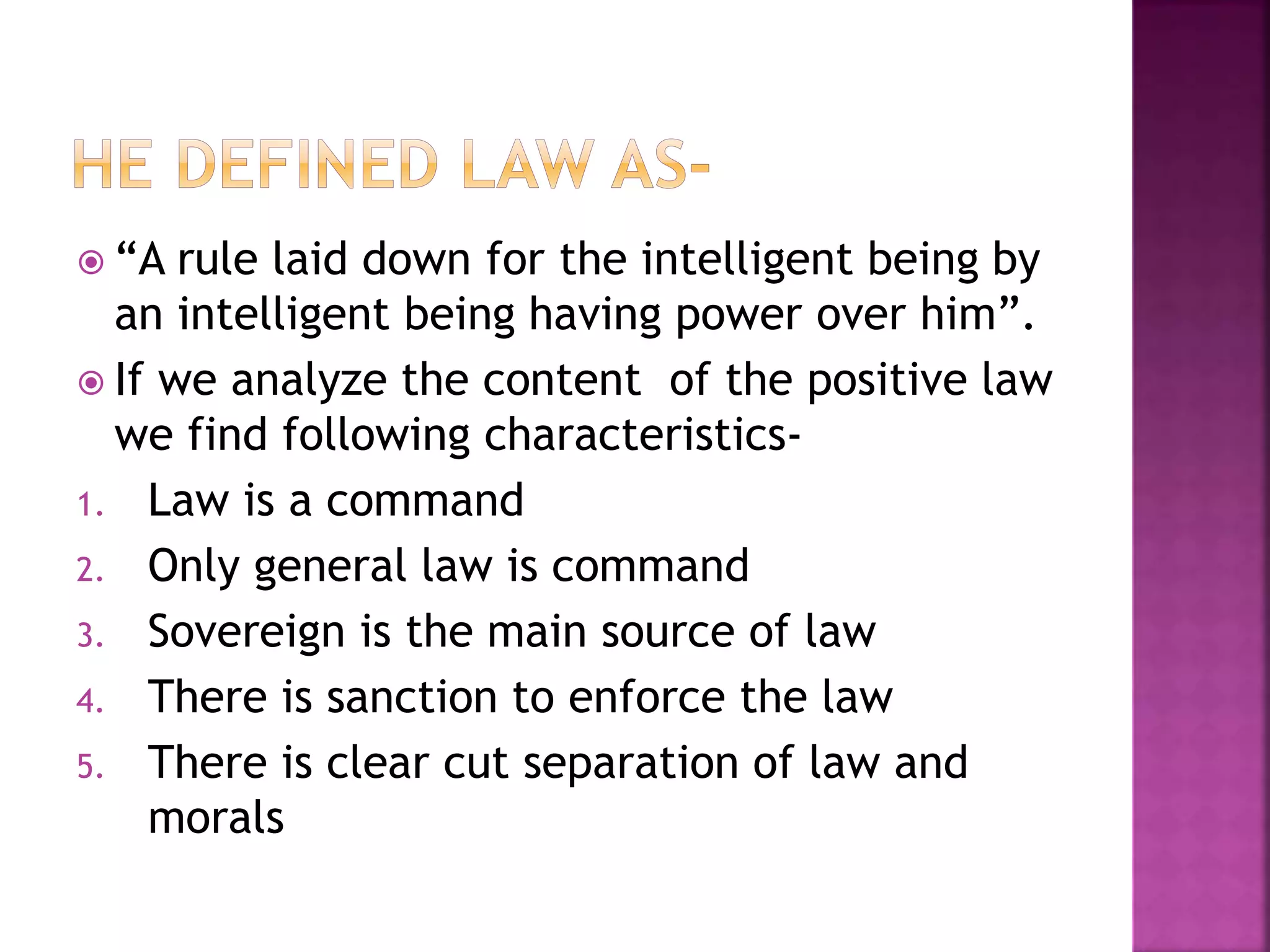 JURISPRUDENCE-AUSTIN THEORY OF LAW | PPTX