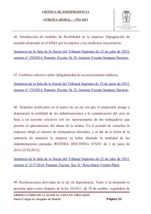 Jurisprudencia laboral 2015