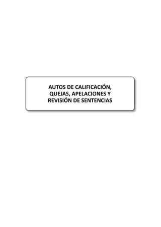 AUTOS DE CALIFICACIÓN,
QUEJAS, APELACIONES Y
REVISIÓN DE SENTENCIAS
 