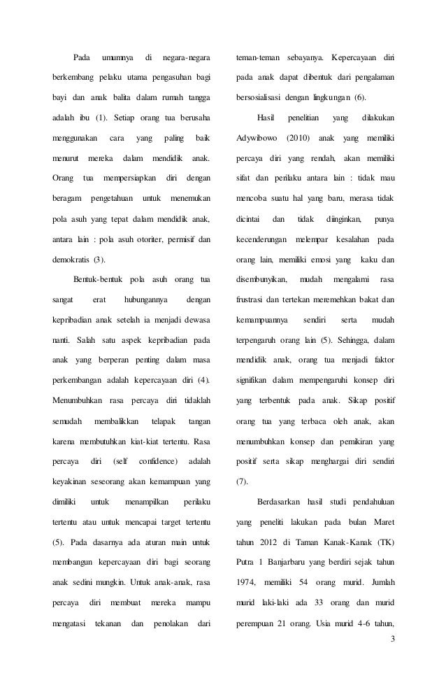 HUBUNGAN POLA ASUH ORANG TUA DENGAN KEPERCAYAAN DIRI ANAK 