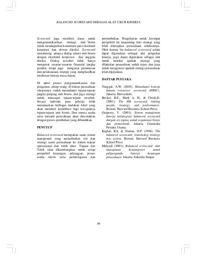 Jurnal balanced scorecard sebagai alat ukur kinerja dan