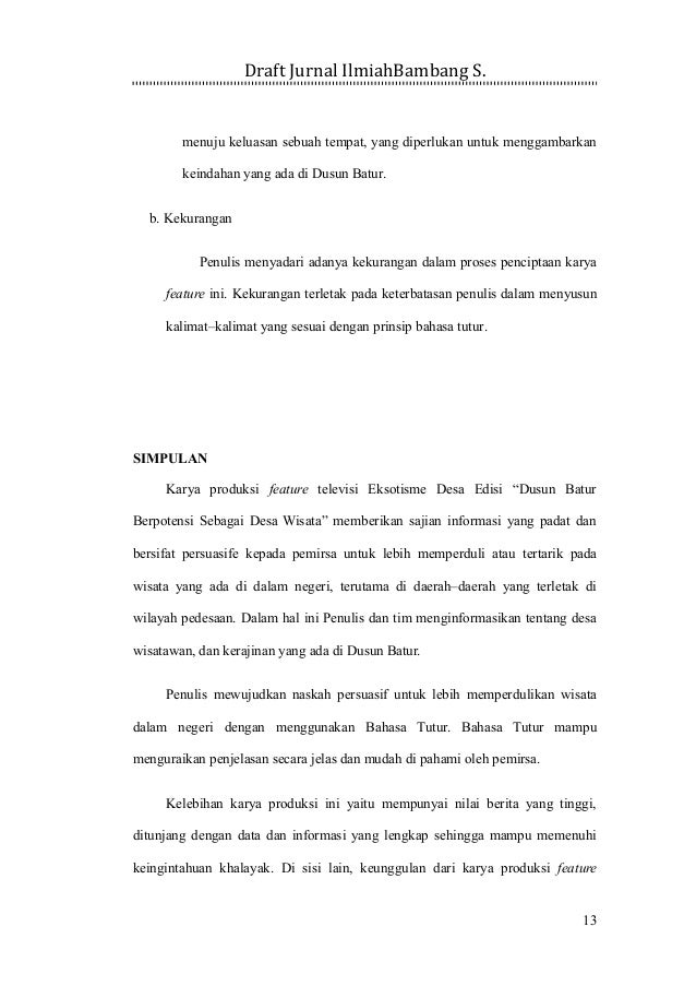 PENULISAN KARYA ILMIAH - Contoh Jurnal Bambang 2016