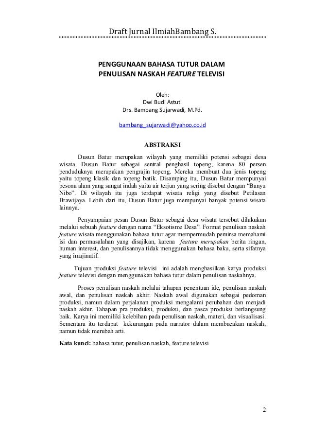 PENULISAN KARYA ILMIAH - Contoh Jurnal Bambang 2016